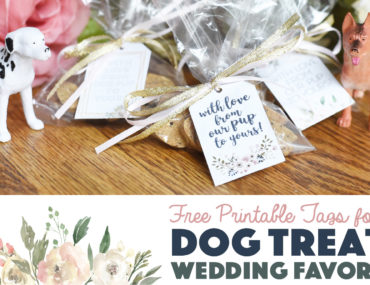 It's easier than you think to honor your pup on your wedding day! Ensure your party reaches the pups at home with these dog treat wedding favors with free printable tags.