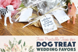 It's easier than you think to honor your pup on your wedding day! Ensure your party reaches the pups at home with these dog treat wedding favors with free printable tags.