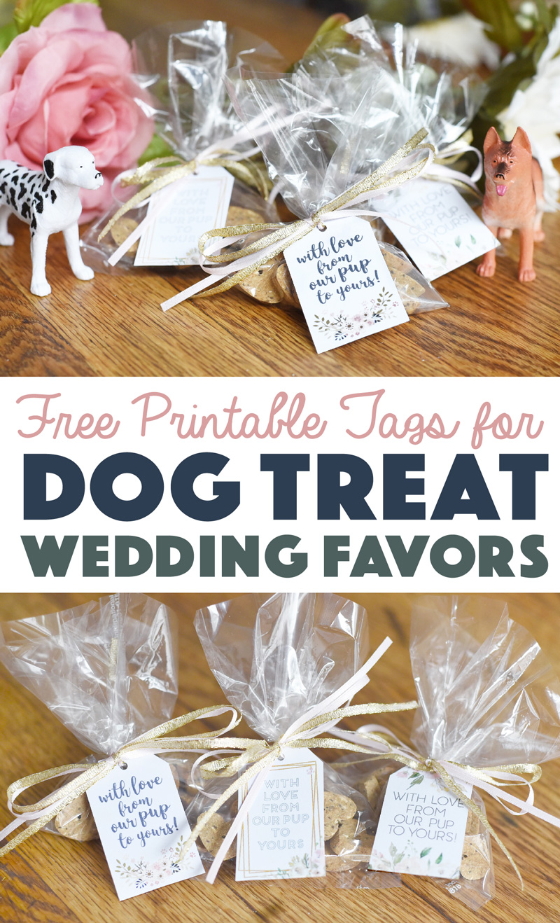 It's easier than you think to honor your pup on your wedding day! Ensure your party reaches the pups at home with these dog treat wedding favors with free printable tags.