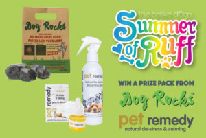 This week, we have a great prize pack from Podium Pet Products! Are you sick of urine spots on your lawn? Is your dog always stressed? This pack from Dog Rocks and Pet Remedy is for you!
